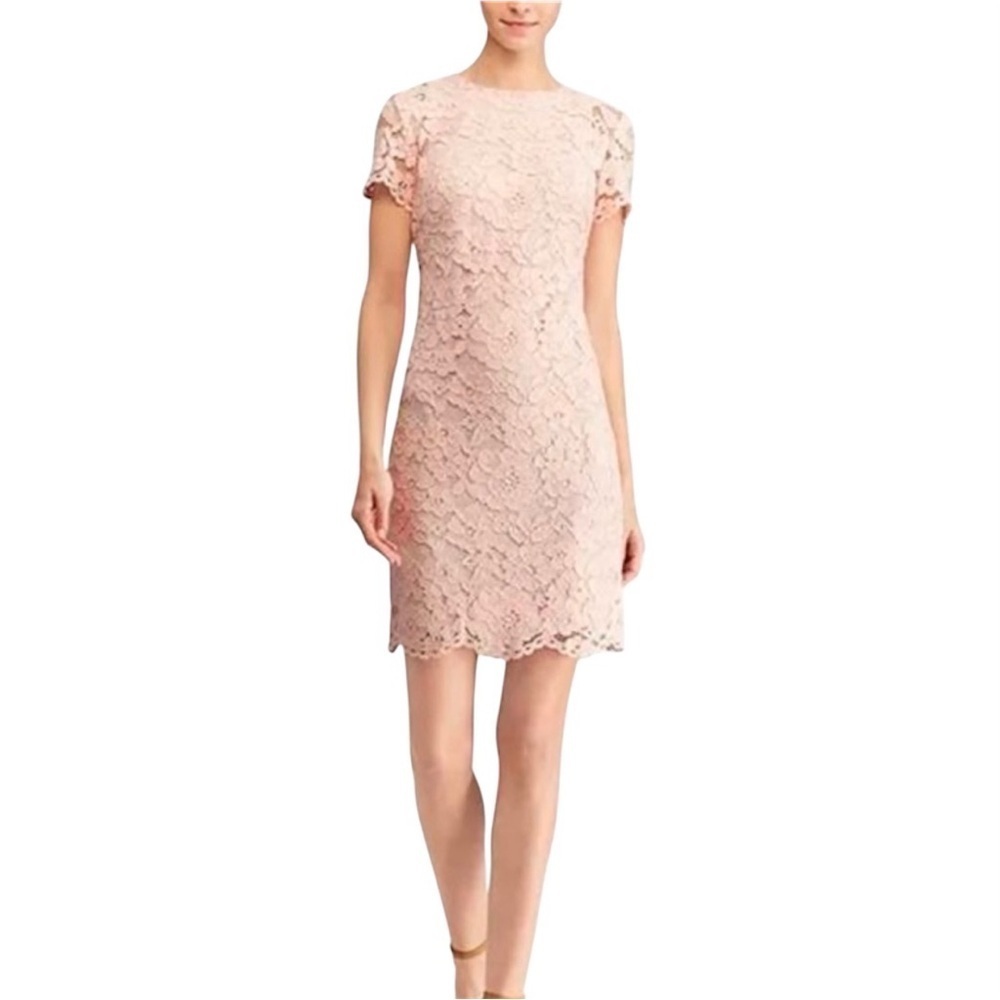 Lauren Ralph Lauren Powder Pink Floral Lace Sheath Dress